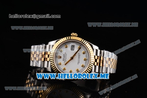 Rolex Datejust II Asia 2813 Automatic Two Tone Case/Bracelet with White Dial and Diamonds Markers (BP) - Click Image to Close